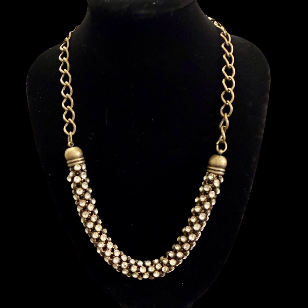 American Eagle Outfitters Gold and Crystal Necklace